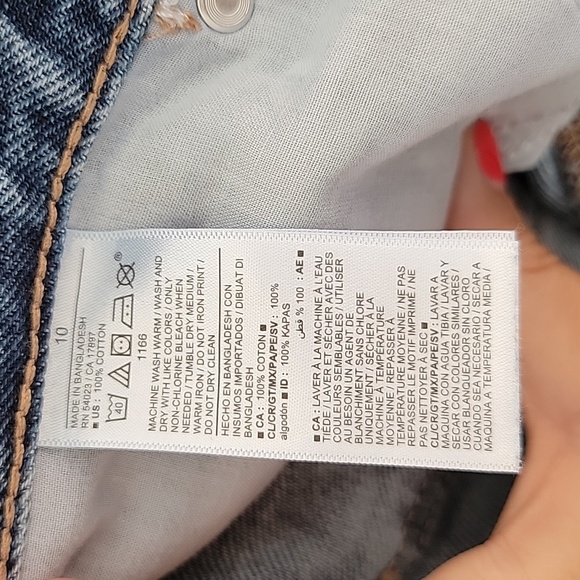 Old Navy High-Rise Raw Hem Distressed No Strech Straight Leg Jeans Sz 10 - Picture 5 of 9